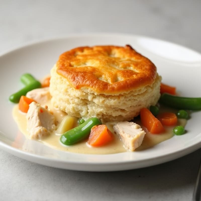 Creamy Chicken and Vegetable Pot Pie with Golden Biscuit Topping