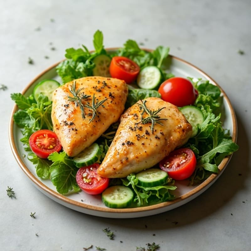 Herb-Roasted Chicken and Crispy Mixed Green Salad