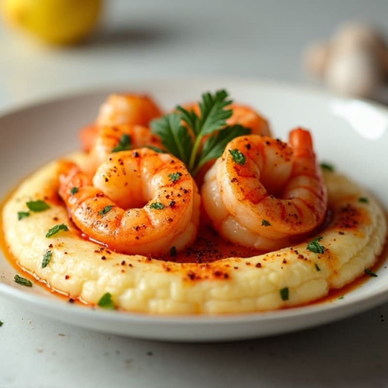 Spicy Pan-Seared Shrimp with Creamy Grits