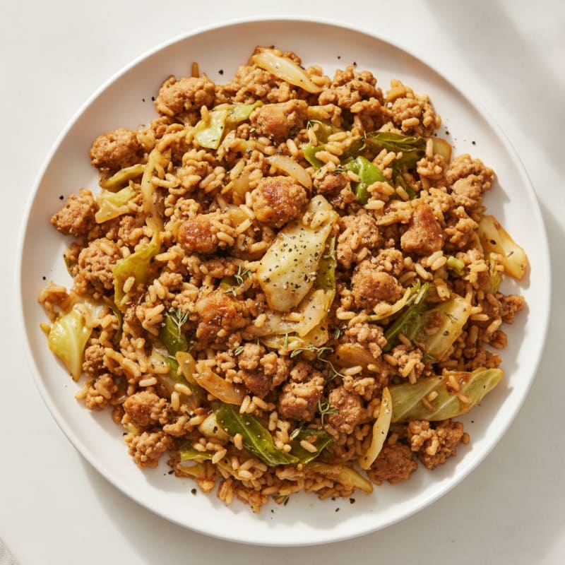 Sausage and Cabbage Rice Skillet