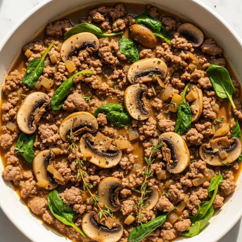 Savory Ground Beef and Mushroom Skillet