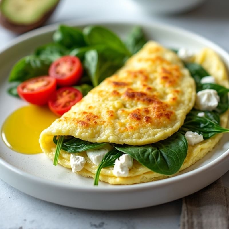 Egg White Spinach Omelette with Cottage Cheese