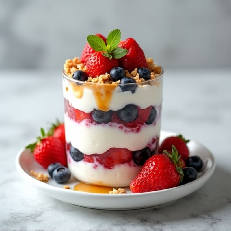 Creamy Greek Yogurt Parfait with Mixed Berries and Almond Butter