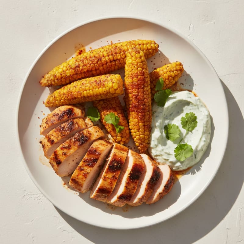 Roasted Chili-Lime Corn Ribs with Grilled Chicken