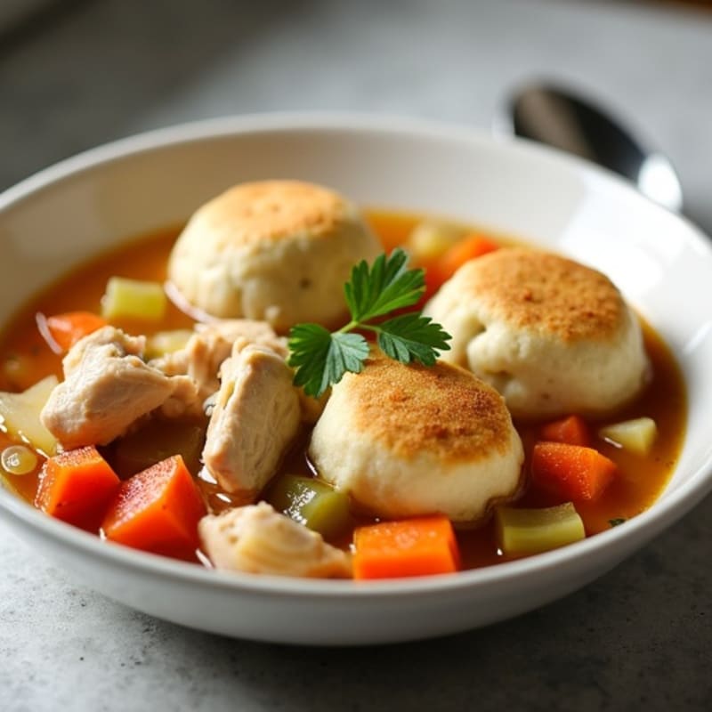 Chicken and Vegetable Stew with Fluffy Dumplings