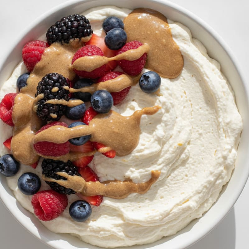 Greek Yogurt Protein Mousse with Mixed Berries