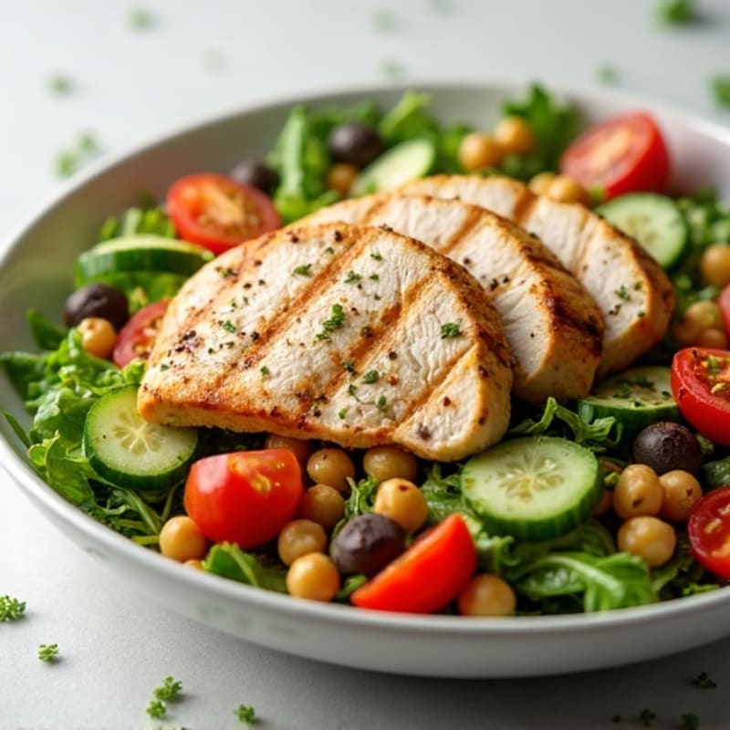 Grilled Turkey Breast Salad with Chickpeas and Lemon Vinaigrette