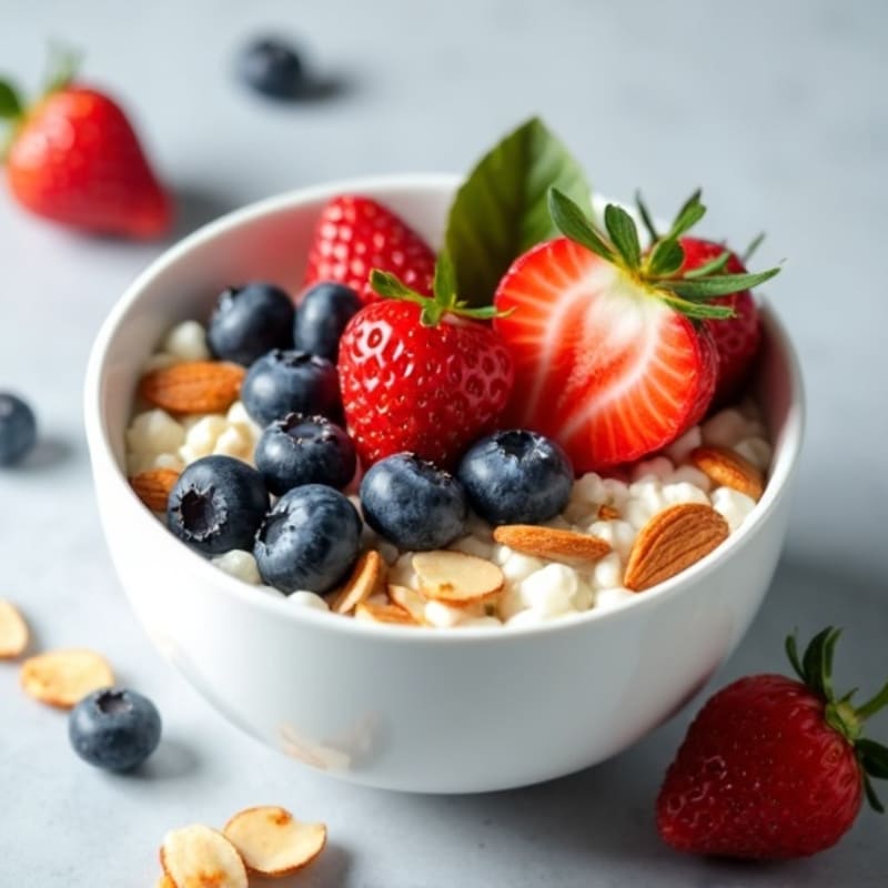 Creamy Cottage Cheese Bowl with Fresh Berries and Crunchy Almonds