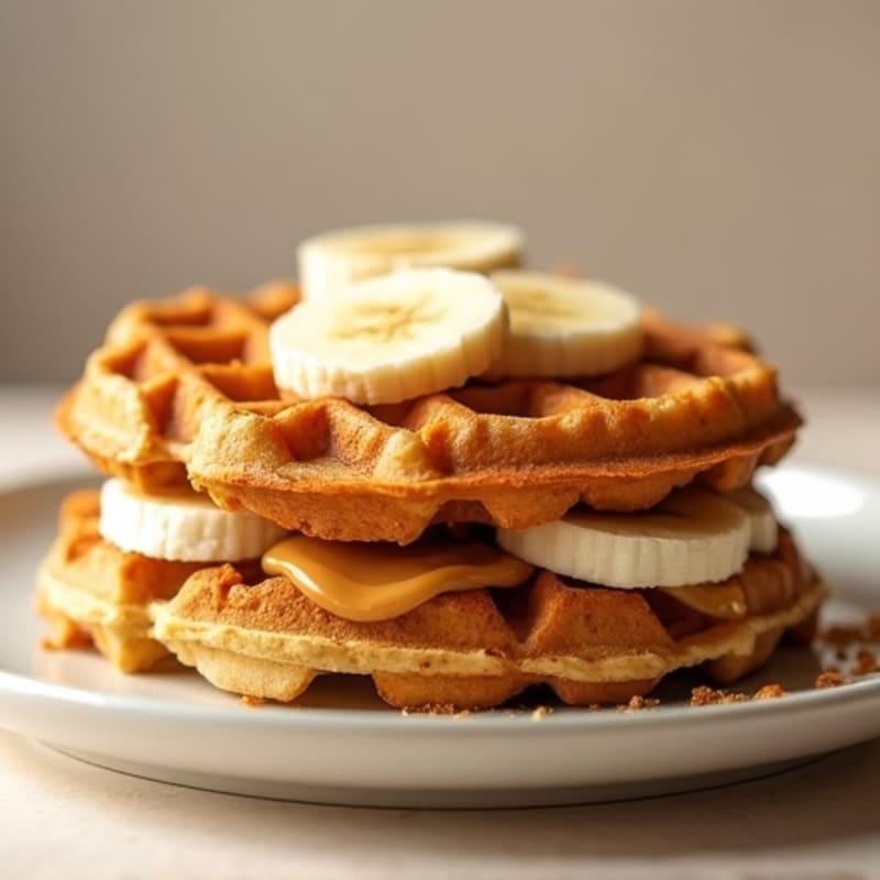 Crispy Protein Waffle Sandwich with Nut Butter and Banana