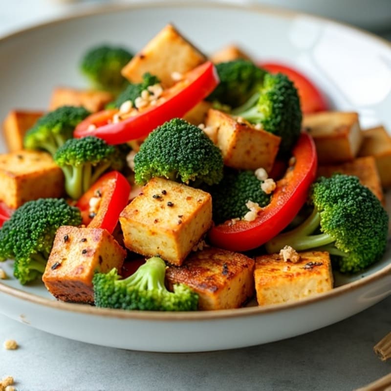 Crispy Tofu Stir-Fry with Broccoli and Bell Peppers