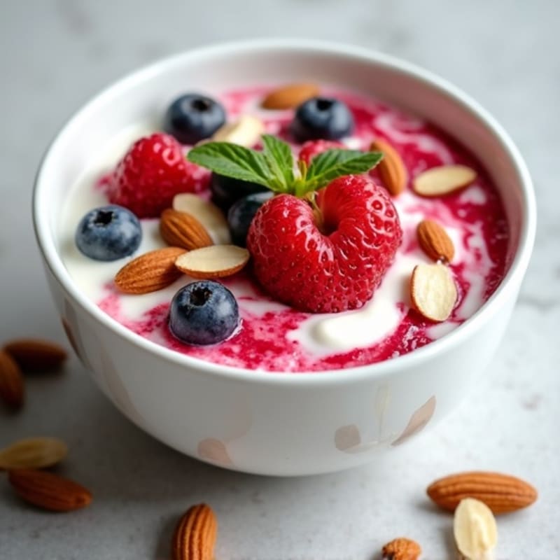 Greek Yogurt Protein Bowl with Mixed Berries and Almonds