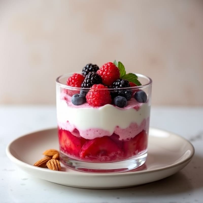 Greek Yogurt Protein Parfait with Mixed Berries and Almonds