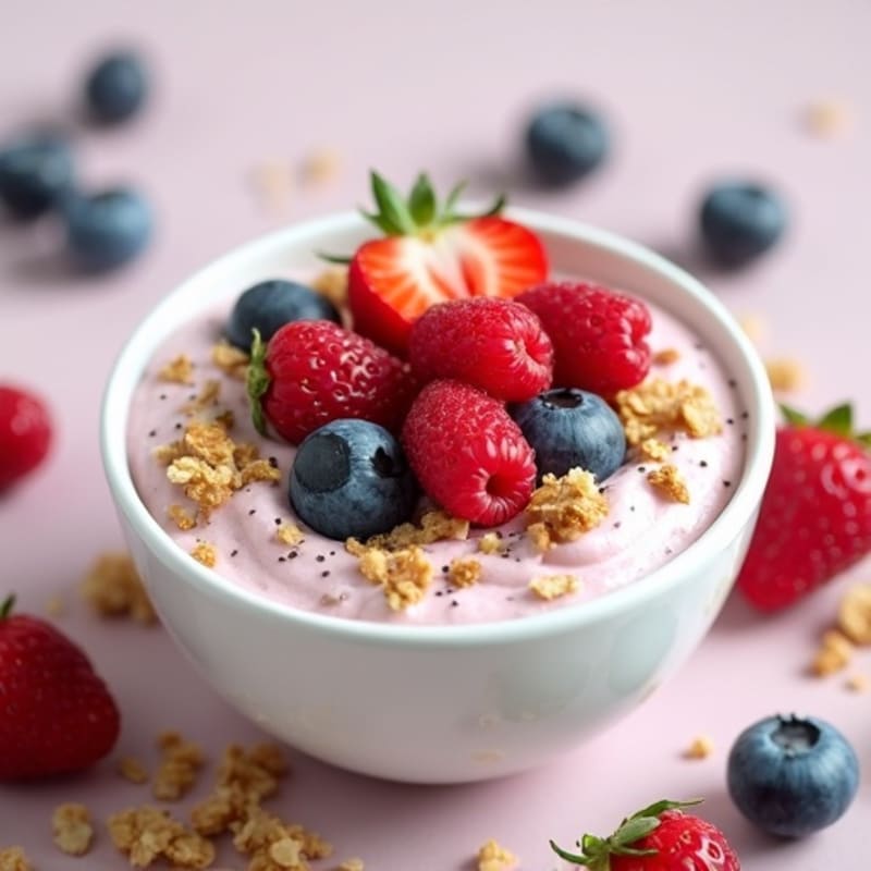 Greek Yogurt Protein Pudding with Mixed Berries