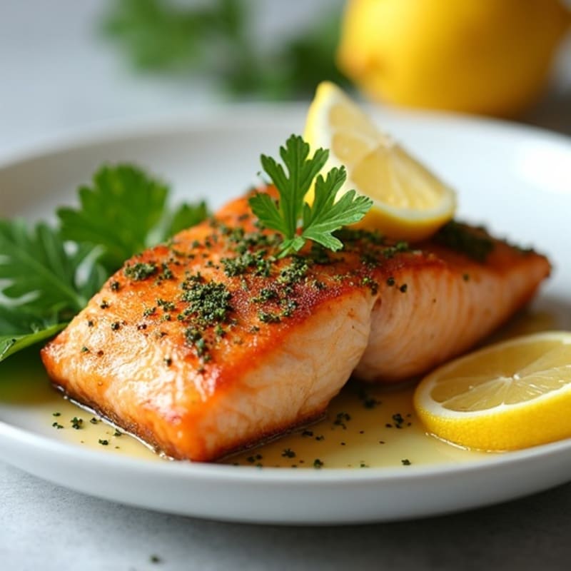 Herb-Crusted Pan Seared Salmon with Lemon