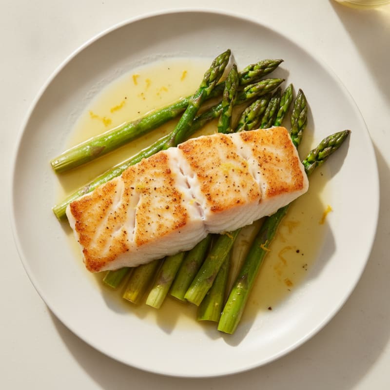 Seared Cod Fillet with Roasted Asparagus