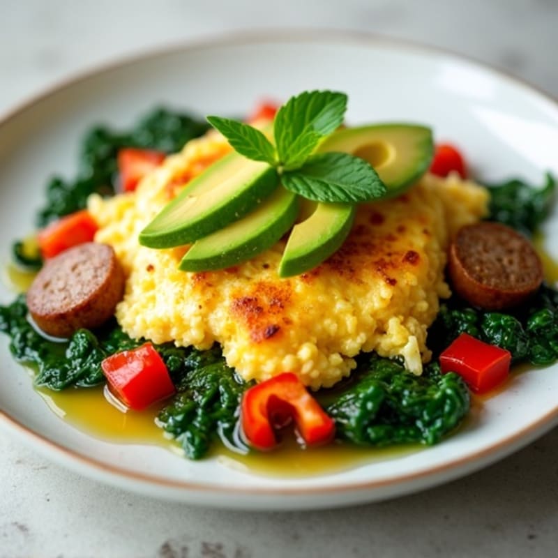 Egg White Scramble with Spinach and Turkey Sausage