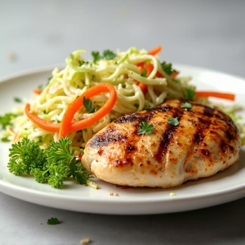 Grilled Chicken Breast with Crunchy Cabbage Slaw