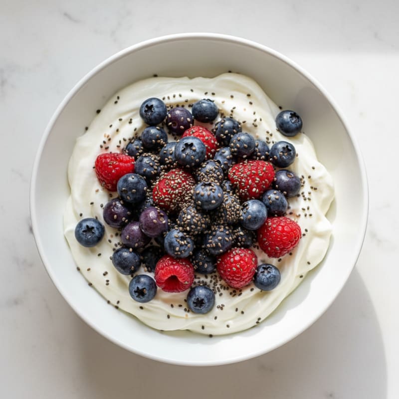 Silky Protein Yogurt with Mixed Berries and Chia Seeds