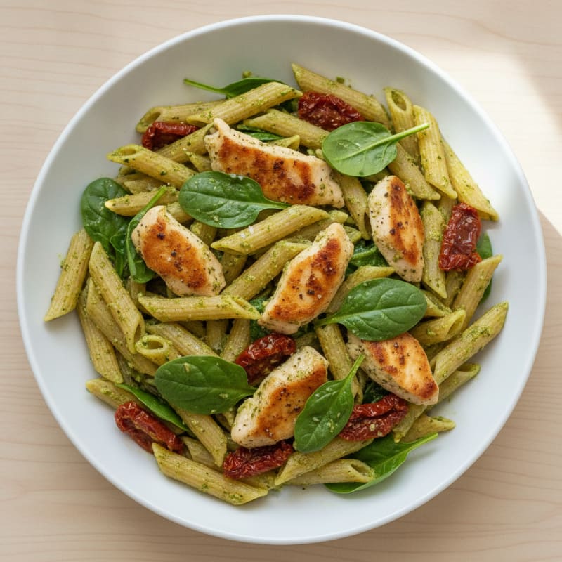Chicken Pesto Pasta with Sun-Dried Tomatoes