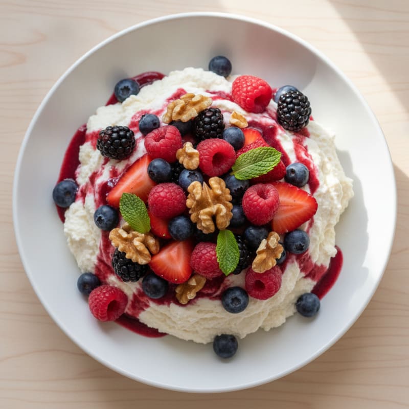 Silky Greek Yogurt Protein Mousse with Mixed Berries