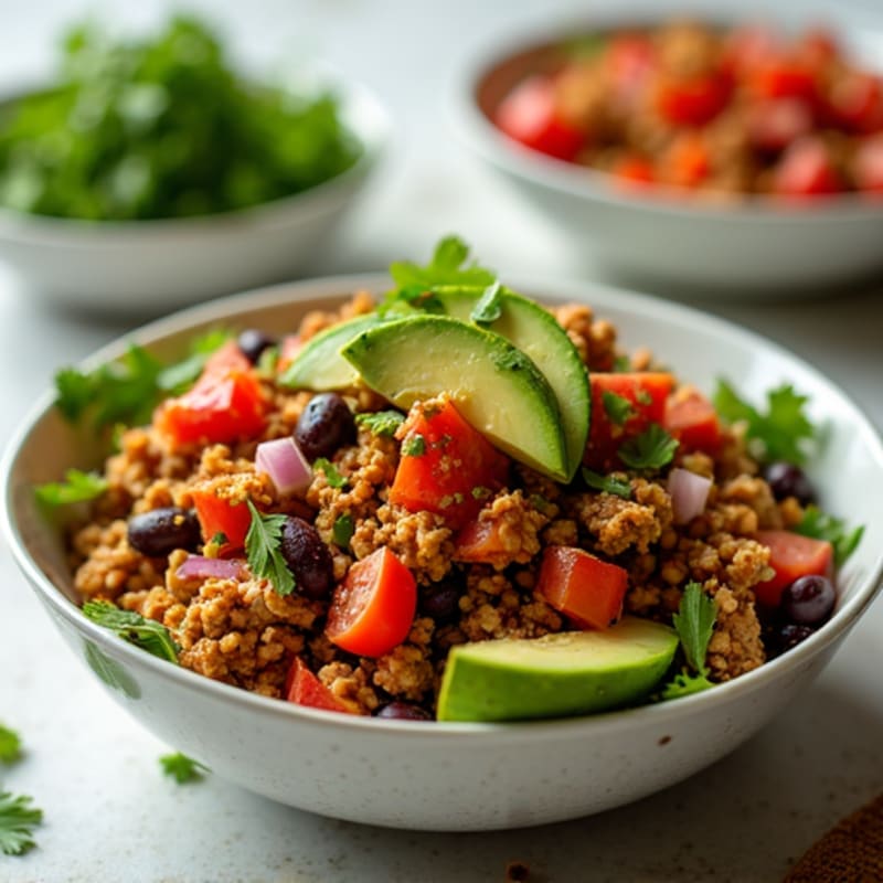 Spicy Ground Turkey Taco Bowl with Fresh Avocado