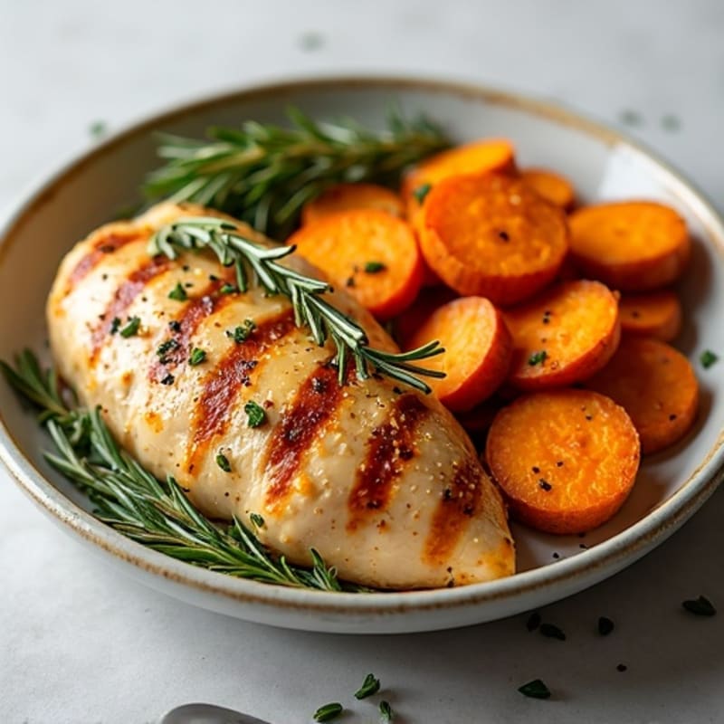 Herb-Roasted Chicken and Crispy Sweet Potatoes