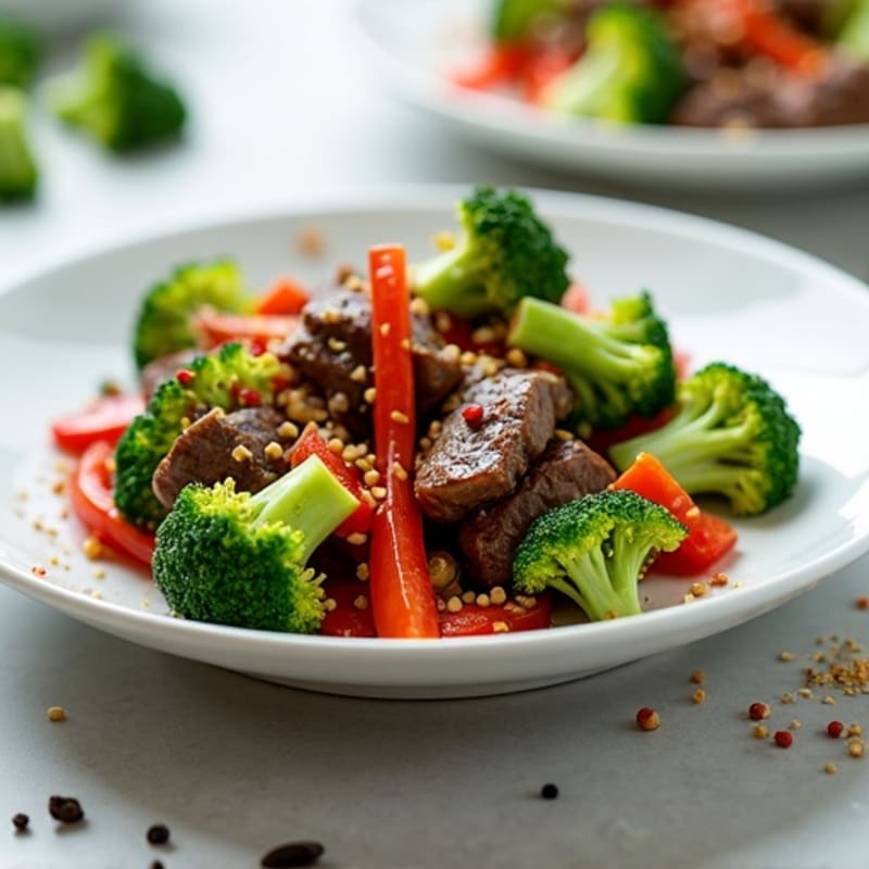 Garlic Ginger Beef and Crispy Broccoli Stir-Fry