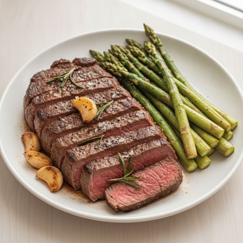 Garlic Herb Roasted Beef with Asparagus