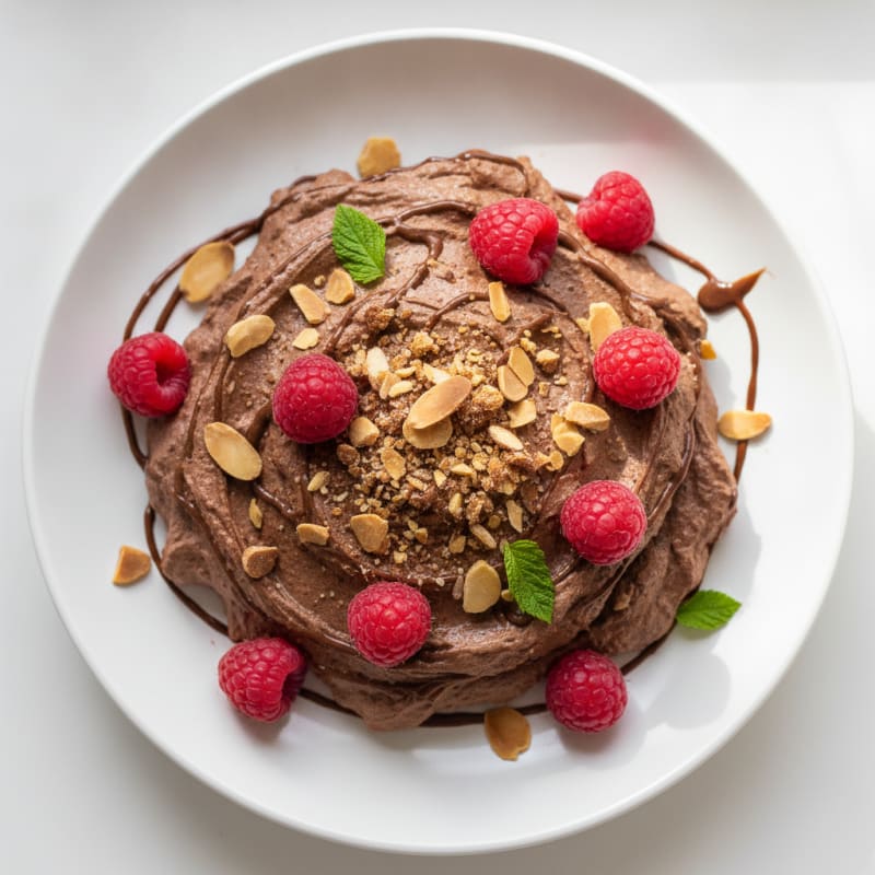 Creamy Chocolate Greek Yogurt Protein Mousse with Crunchy Almonds