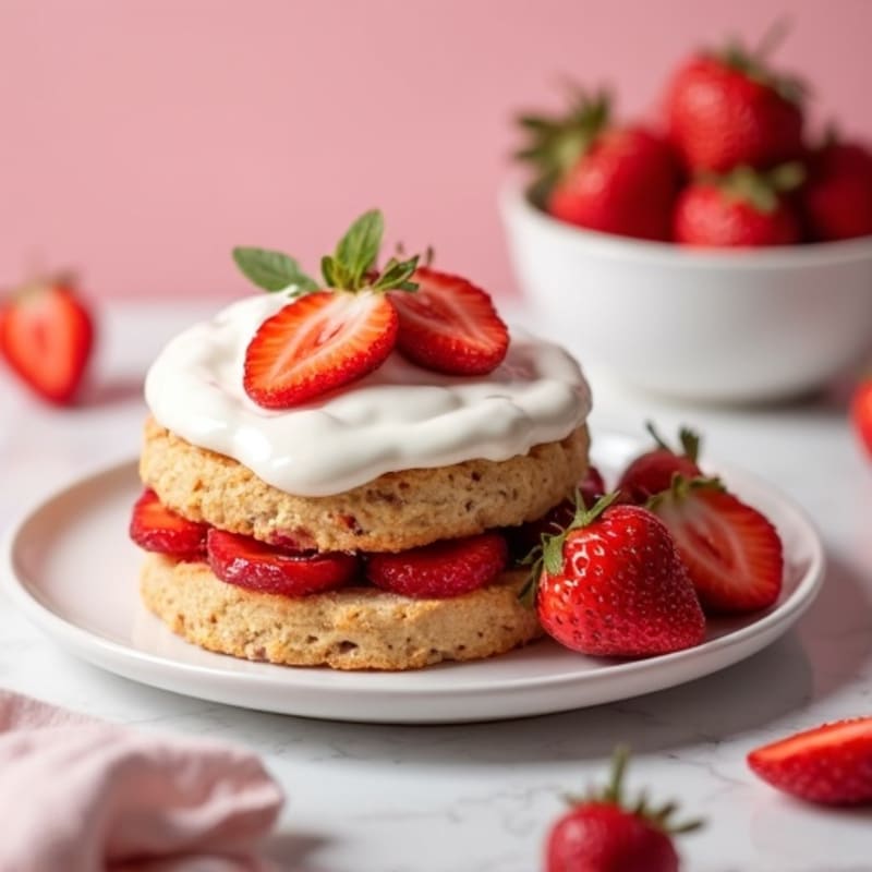 Fresh Strawberry Protein Biscuit with Creamy Greek Yogurt