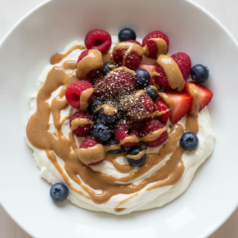 Greek Yogurt Protein Pudding with Mixed Berries