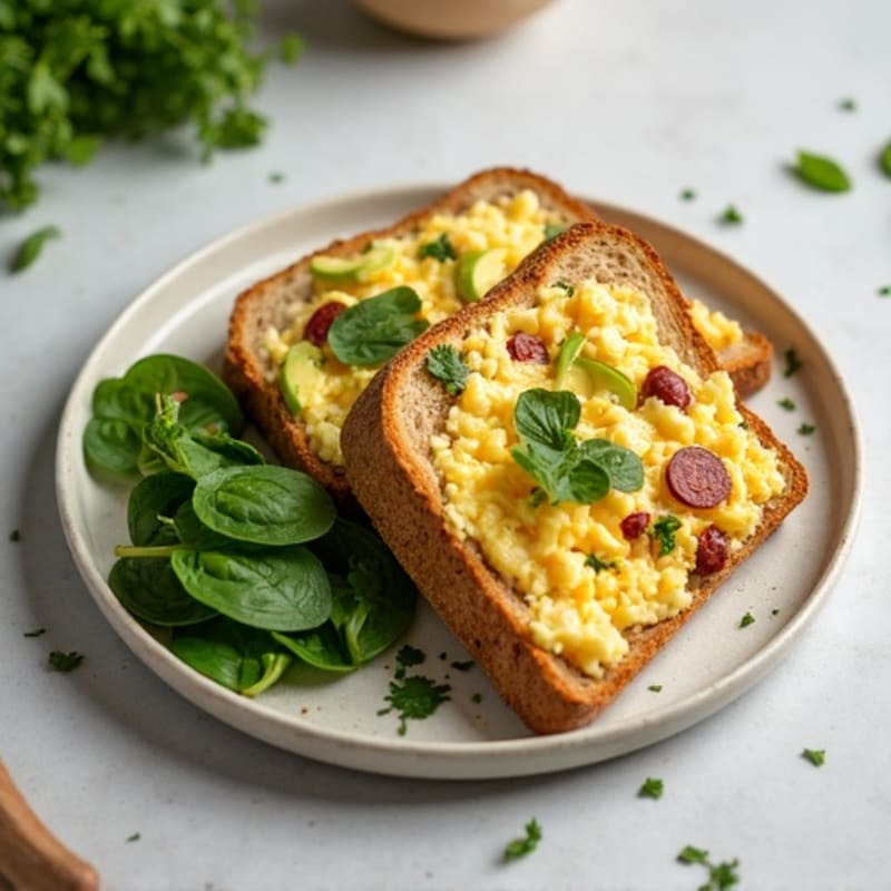 Egg White Scramble with Turkey Sausage and Spinach