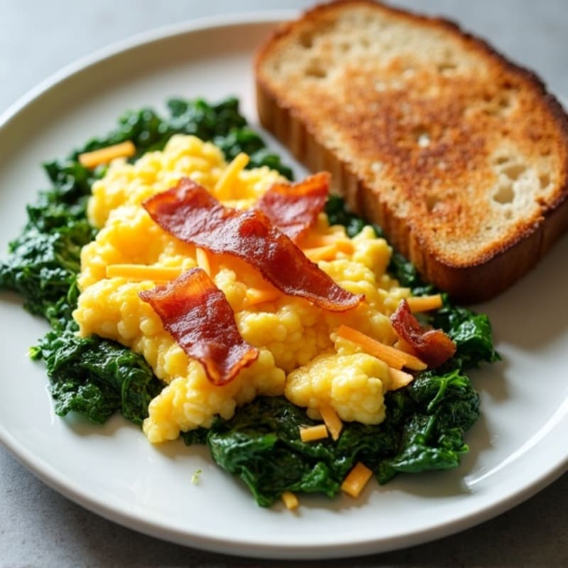 Egg White Scramble with Spinach and Turkey Bacon