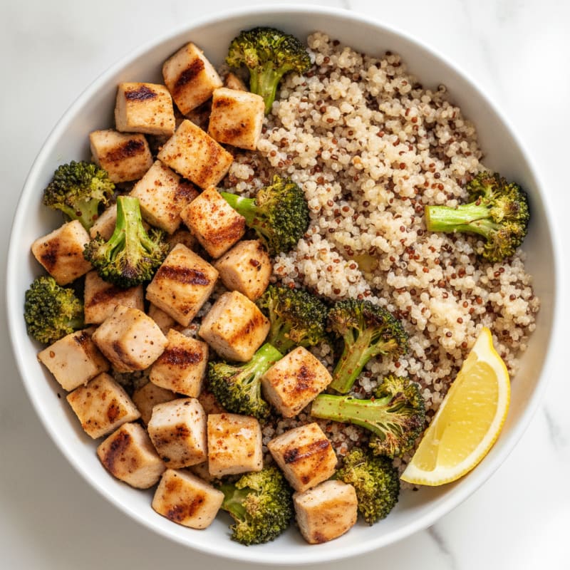 Grilled Chicken and Quinoa Power Bowl with Roasted Broccoli