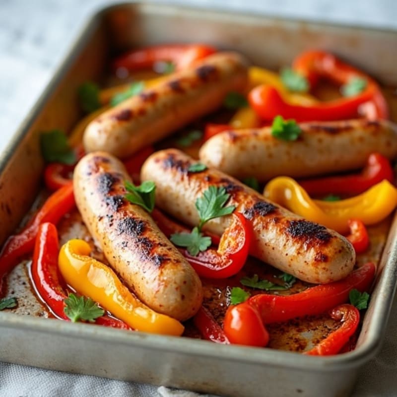 Sheet Pan Chicken Sausage with Roasted Bell Peppers and Onions