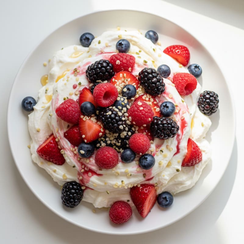 Greek Yogurt Protein Mousse with Mixed Berries