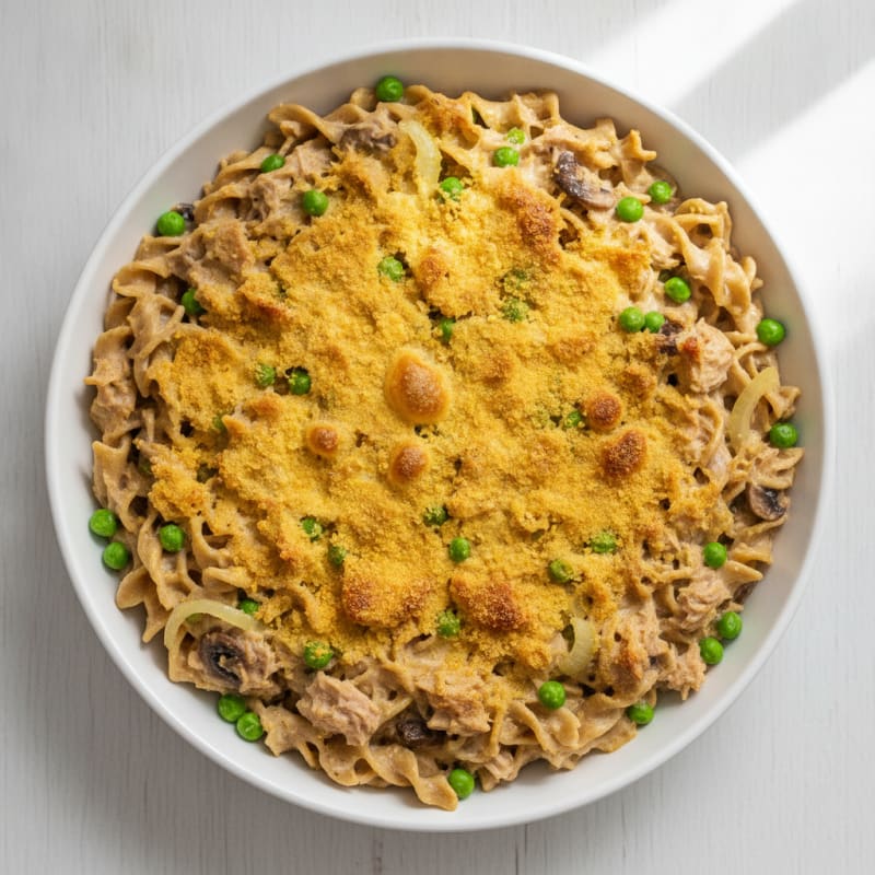 Clean-Eating Tuna Noodle Casserole with Peas