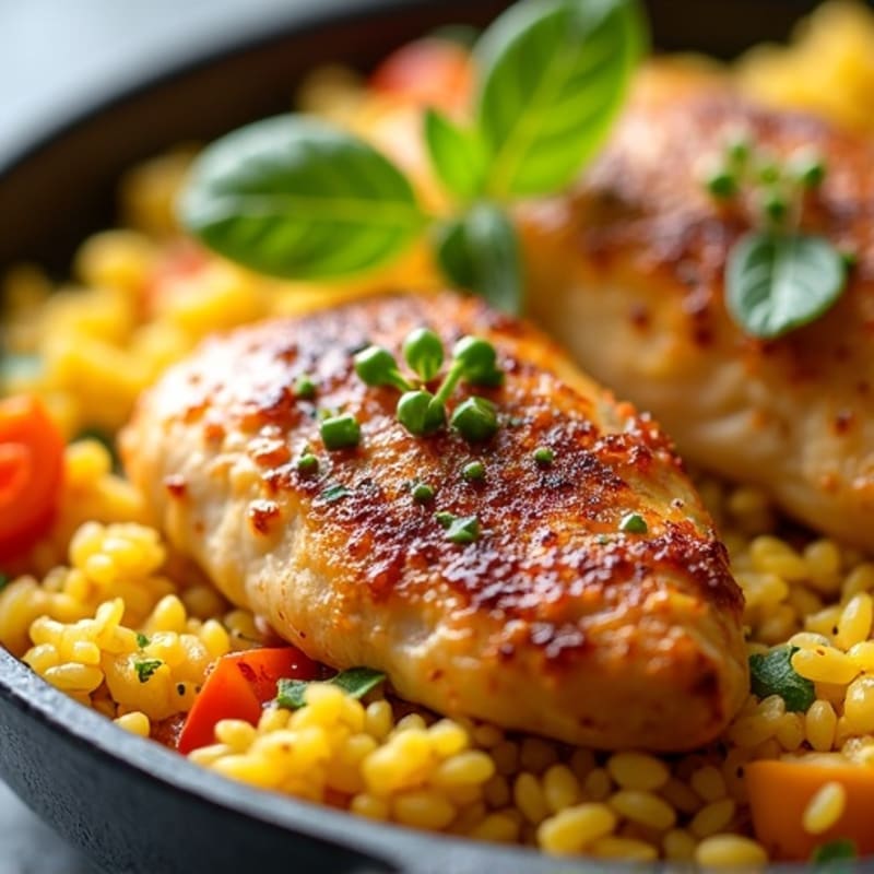 Saffron Chicken and Yellow Rice Skillet
