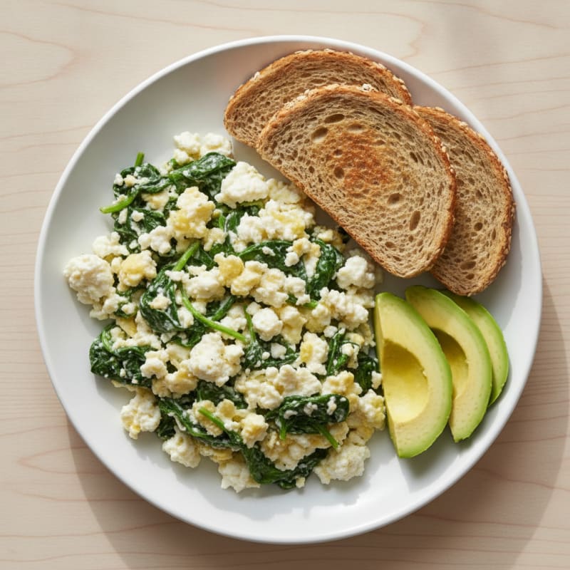 Egg White and Spinach Scramble with Cottage Cheese