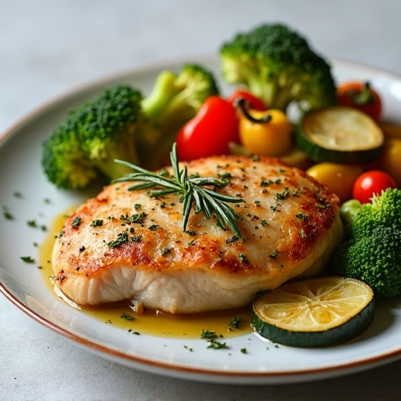 Herb-Crusted Pan Seared Chicken with Roasted Vegetables