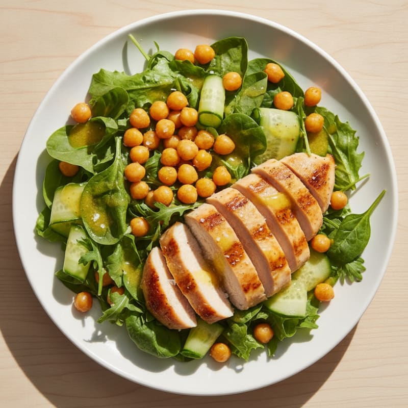 Grilled Chicken Breast Salad with Chickpeas and Lemon Vinaigrette