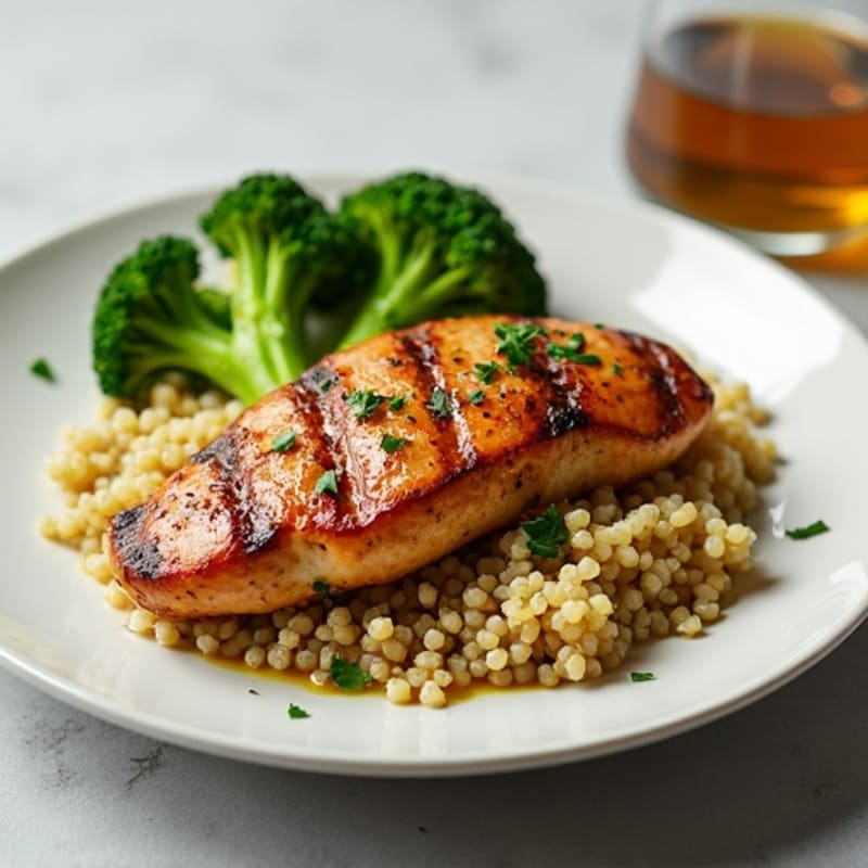 Grilled Chicken Breast with Quinoa and Steamed Broccoli