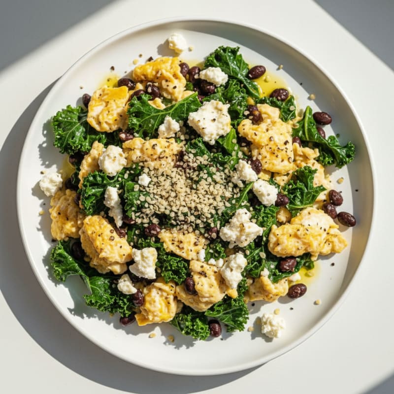 Eggs with Sautéed Greens and Feta