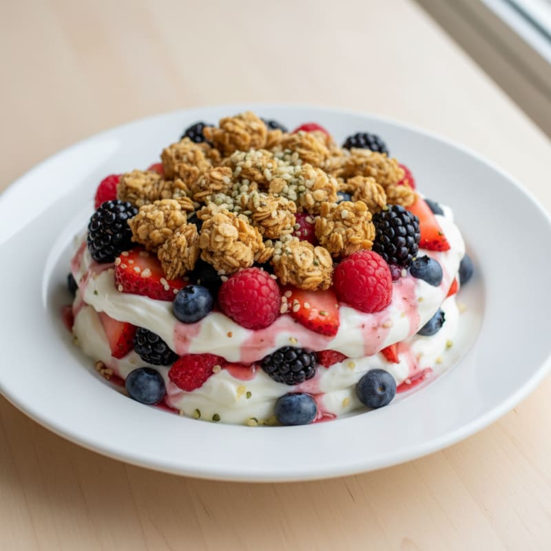 Greek Yogurt Protein Parfait with Mixed Berries