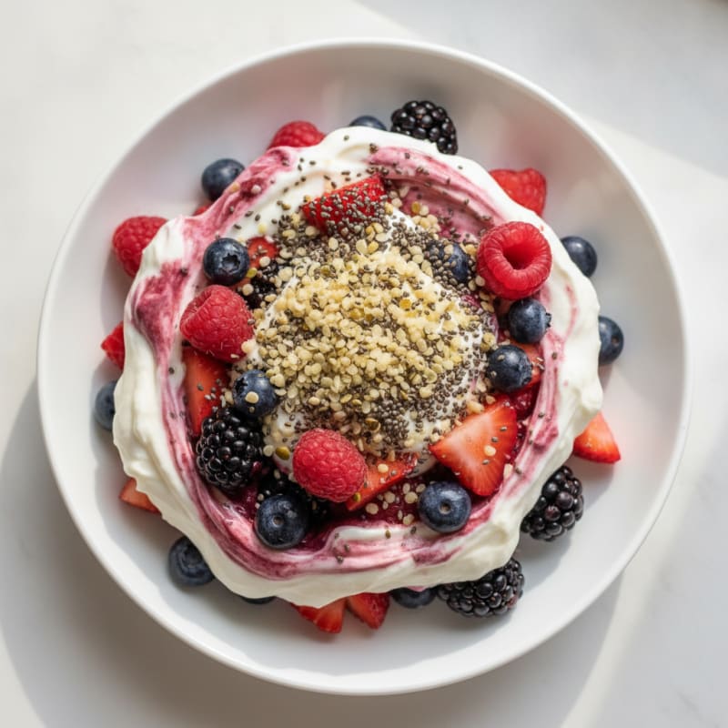 Greek Yogurt Protein Parfait with Mixed Berries
