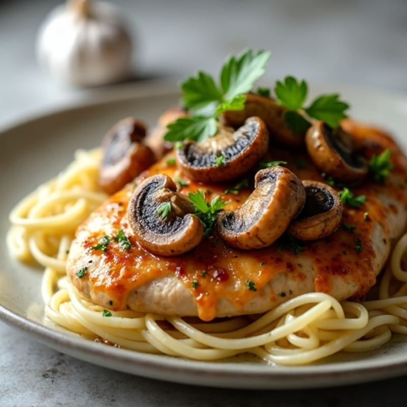 Caramelized Garlic Butter Mushrooms with Chicken