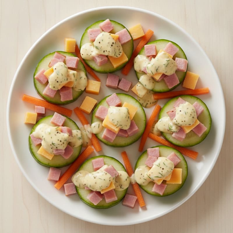 Ham and Cheddar Cucumber Bites