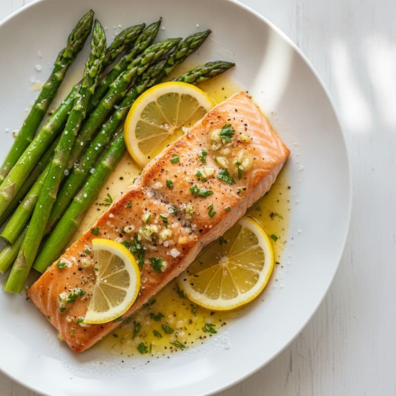 Garlic Herb Butter Salmon with Asparagus