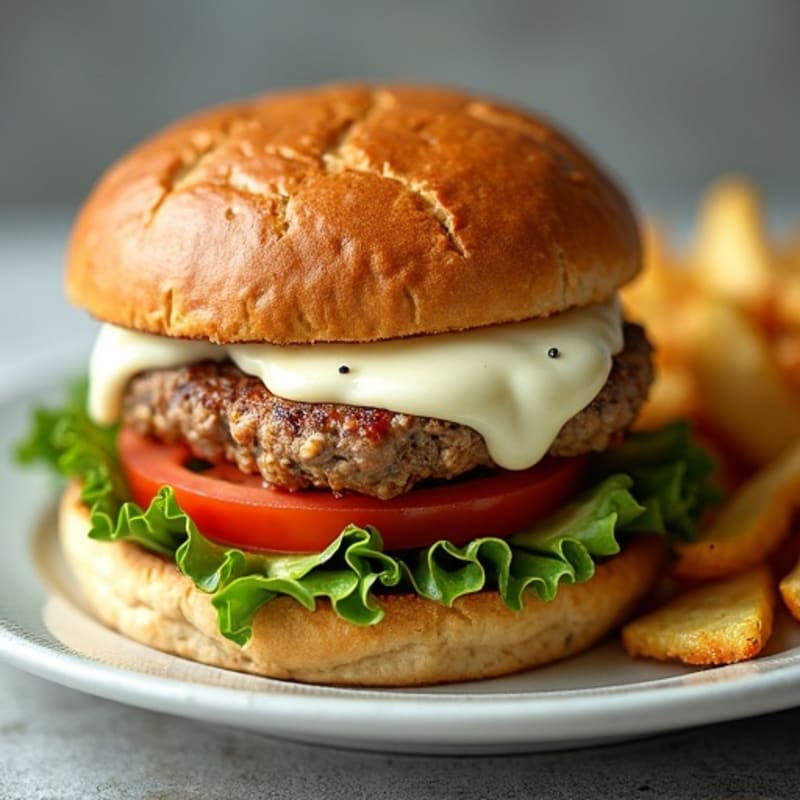 Lean Turkey Burger with Melted Mozzarella and Crispy Baked Zucchini