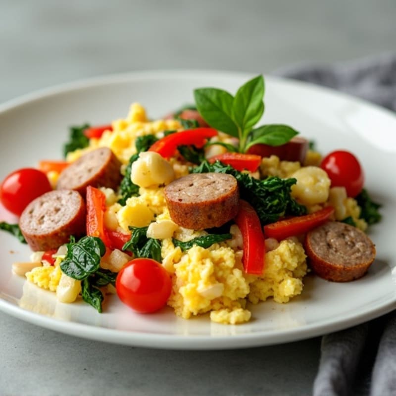 Egg White and Turkey Sausage Scramble with Spinach